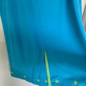 Quacker Factory Turquoise and Lime Turtle Pencil Skirt